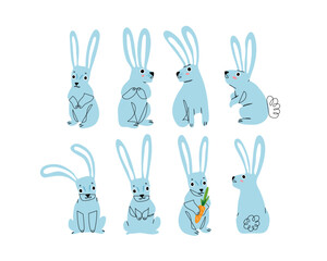 Obraz premium Kids celebrate rabbit easter concept. Cute bonny. Pastel color