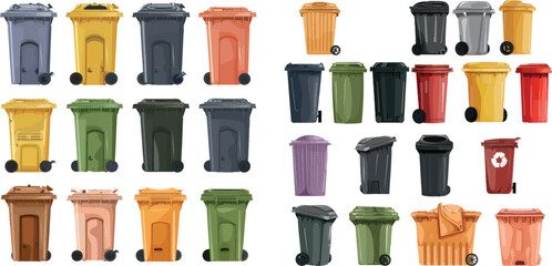 Trash set with garbage bins. Waste separation - 797731651