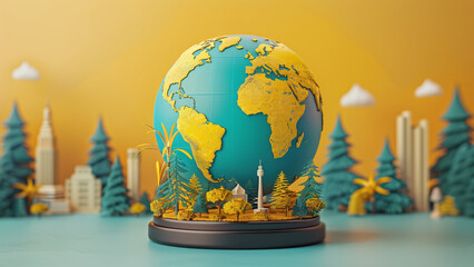 Explore the World: Illustration Celebrating World Tourism Day with Globe