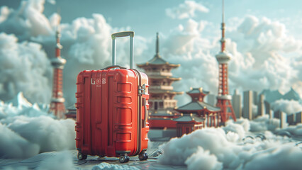 Around the World: Illustration Celebrating World Tourism with Luggage and Travel Gear