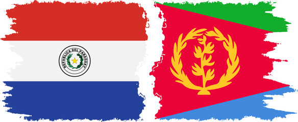 Eritrea and Paraguay grunge flags connection vector