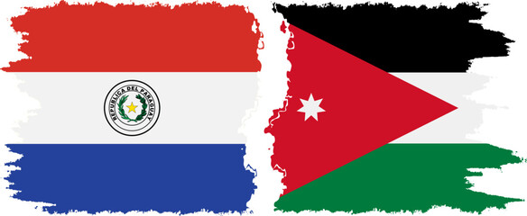 Jordan and Paraguay grunge flags connection vector