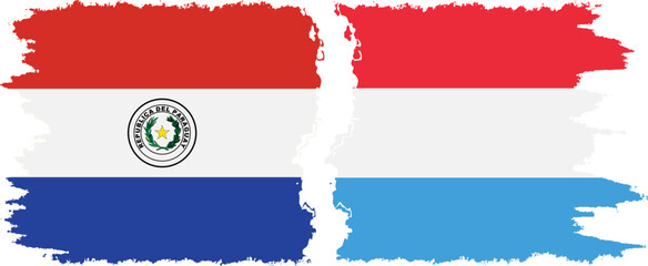 Luxembourg and Paraguay grunge flags connection vector