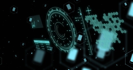 Image of data processing over dark background