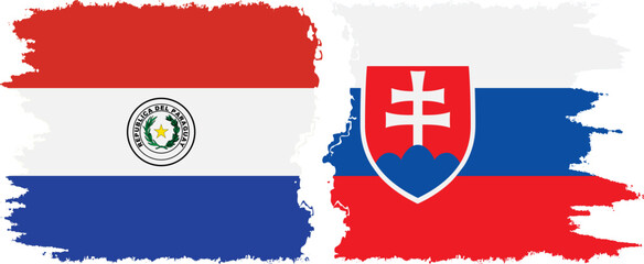 Slovakia and Paraguay grunge flags connection vector