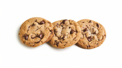 Enjoy homemade cookies on a bright white backdrop, showcasing their golden-brown perfection. Great for social media, recipes, or presentations.
