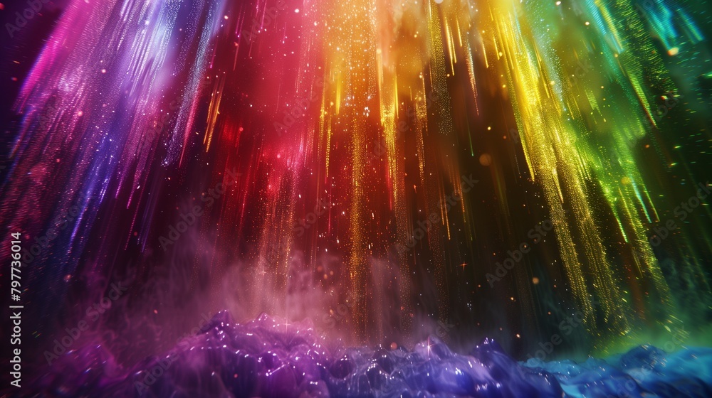 Wall mural an enchanting explosion of rainbow powder cascading like a waterfall