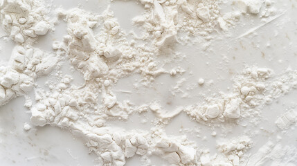 High-resolution pictures depict white flour against a spotless background, achieving a minimalist, yet arresting visual allure.
