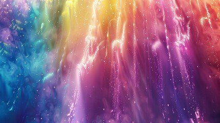 An enchanting explosion of rainbow powder cascading like a waterfall