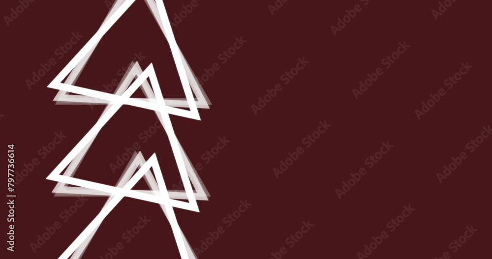 Poster image of multiple white triangles spinning on seamless loop over brown background