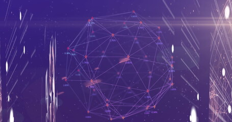 Fototapeta premium Image of digital interface data processing with globe of network of connections spinning