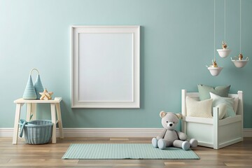 Kids room blank frame mockup
