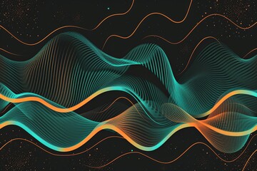 Vibrant Gradient Wave: 80s Retro Music Cover - Dynamic Teal & Orange Psychedelic Dance