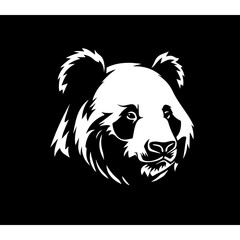 Black and white vector of a panda logo 
