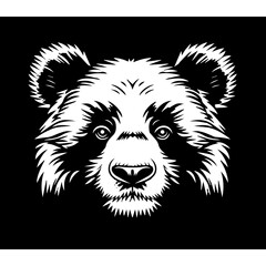 Black and white vector of a panda logo 