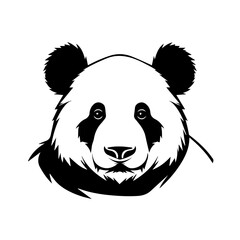 Black and white vector of a panda logo 