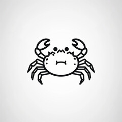 A tiny, cute [crab] icon in a bold outline style, side view, featuring a thick black outline with unique cuts and dots along its path to add visual interest. this design emphasizes