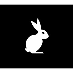 Minimalist logo of a rabbit, black and white vector