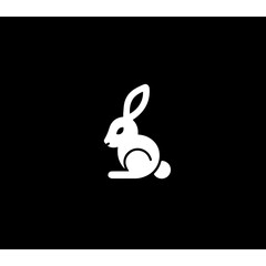 Minimalist logo of a rabbit, black and white vector