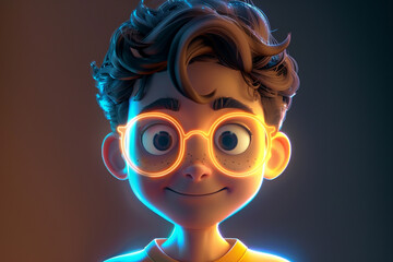 3d game character cartoon portrait glow effect