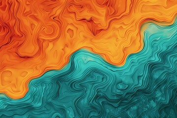 Psychedelic Wave: Fiery Orange to Cool Turquoise 90s Gradient with Liquid Texture