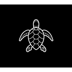 Turtle, simple lines, simple, logo, black background 