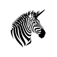 Simple logo of zebra unicorn, black vector illustration on white background