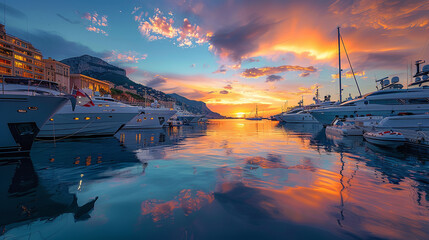  Monaco Marina, with luxurious boats and clear waters - Powered by Adobe