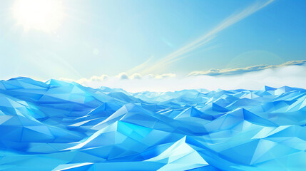 Fototapeta premium Sky Blue Polygons on Smooth Background