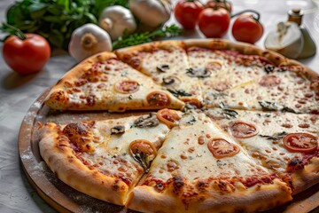 Deliciously Cheesy Italian Pizza: Traditional Meal, Fresh Ingredients