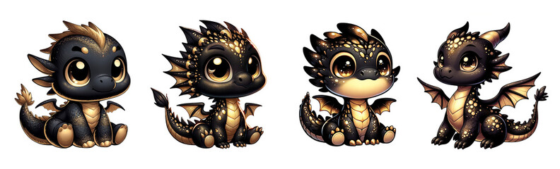 Cute black and gold baby dragon 