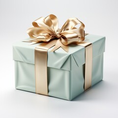 Obraz premium Elegant Pale Blue Gift Box Tied with a Golden Bow