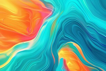 Vibrant Turquoise, Blue & Orange Gradient Background: Dynamic Flow Abstract Art for Party & Club Flyers