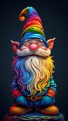 a colorful gnome with long beard and a hat