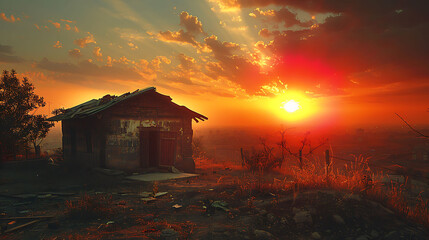 house in the sunset - Powered by Adobe
