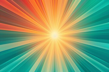 Fototapeta premium Minimalist Business Banner: Central Glow Gradient in Turquoise to Orange, Modern Retro Design