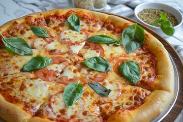 Authentic Italian Margarita Pizza: Freshly Baked and Delicious Rustic Elegance