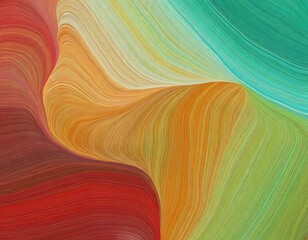 horizontal colorful abstract wave background with peru, firebrick and light sea green colors