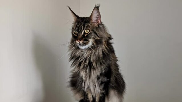 Maine coon breed norwegian forest large big cat beautiful feline indoor