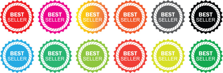 Flat vector illustration of a best seller sign label. Bestseller badge logo design isolated Stamp, Seal Banner Vector Template Illustration Design.eps10