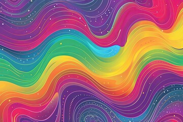 Obraz premium Psychedelic Waves: Vibrant Rainbow Dance Party - Retro 70s Abstract Design