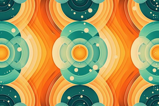 Vivid Heatwave: Retro 70s Abstract Pattern in Orange and Teal Gradient