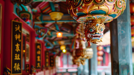 Fototapeta na wymiar Intricate decorations adorning Buddhist temples for Vesak