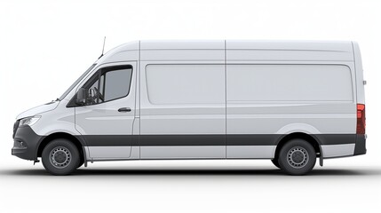 white extended length Sprinter van white background 