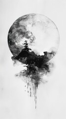 Moon drawing nature sketch.