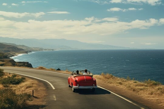 Fototapeta Sea car outdoors vacation.