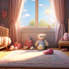 teddy bear sitting on a bed