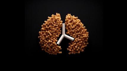 Tobacco effects display, Haltered lung sculpture, clear area for health warnings, virus, macro - obrazy, fototapety, plakaty