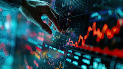 Hand adjusting interest rate on a digital screen