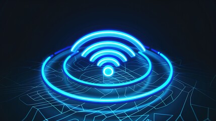 Futuristic blue wifi signal icon on digital network background